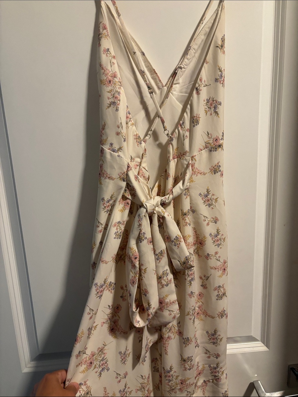 Mable Cream Floral High-Low Ruffle Slip Dress - Picture 5 of 10